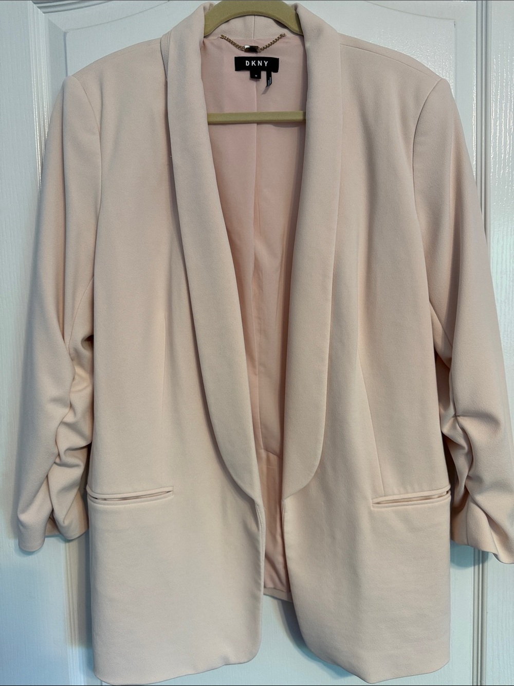 DKNY Pale Blush Open-Front Shawl Collar Blazer